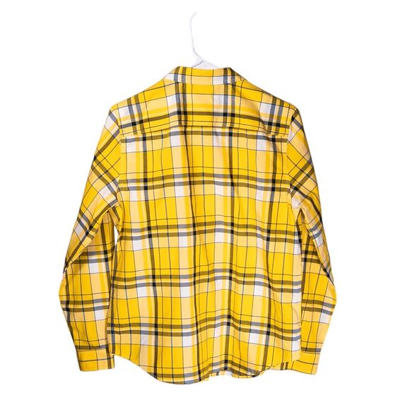 Ralph Lauren Women's Shirt Yellow Blue Plaid Check Logo Preppy Button Up Top PM - Picture 2 of 10